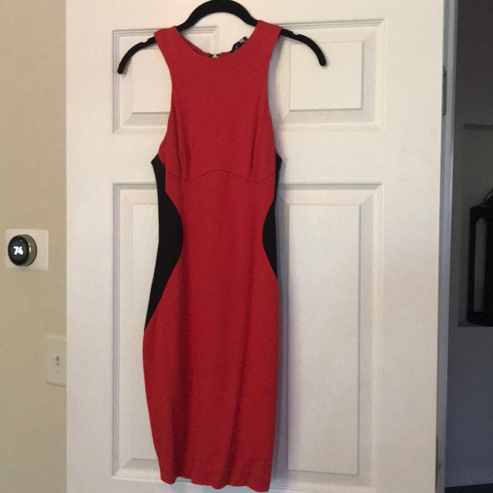 Bebe red and and black dress